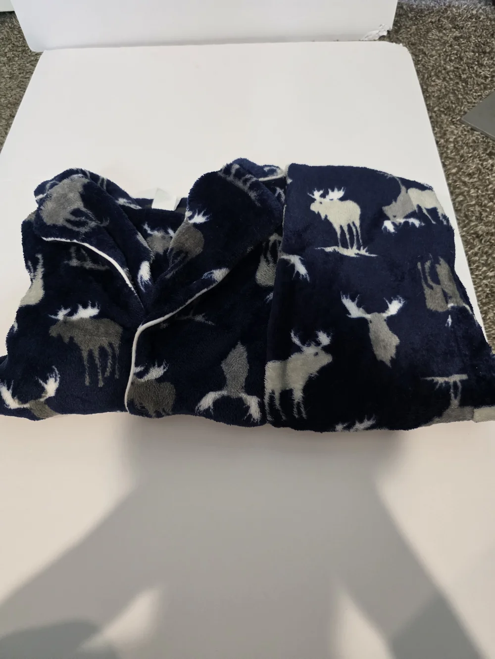 Jellycat Navy Blue and Gray Moose Print Kids Pajama Set